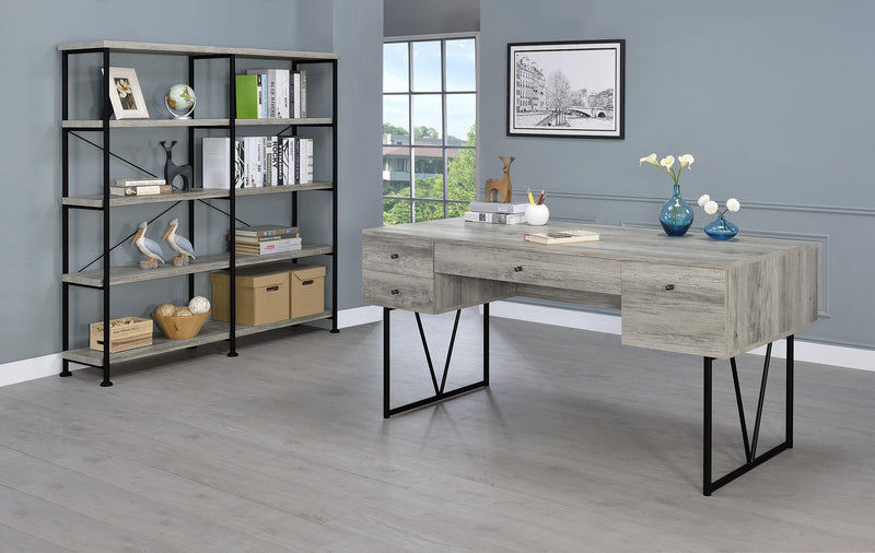 Analiese 63-inch 4-drawer Writing Desk Grey Driftwood - 801999