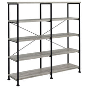 Analiese 63-inch 4-shelf Double Bookshelf Grey Driftwood - 801544