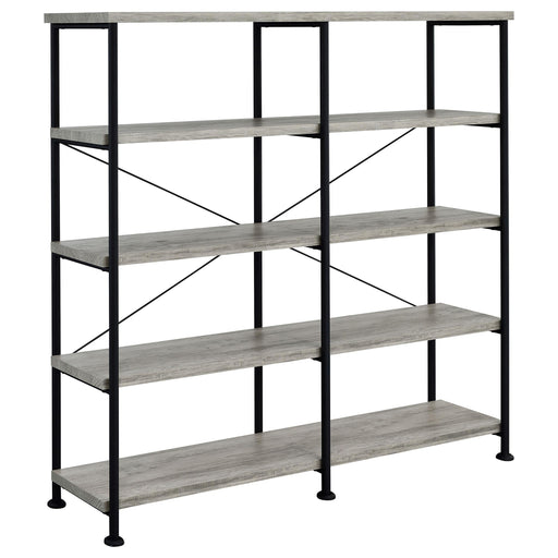 Analiese 63-inch 4-shelf Double Bookshelf Grey Driftwood - 801544