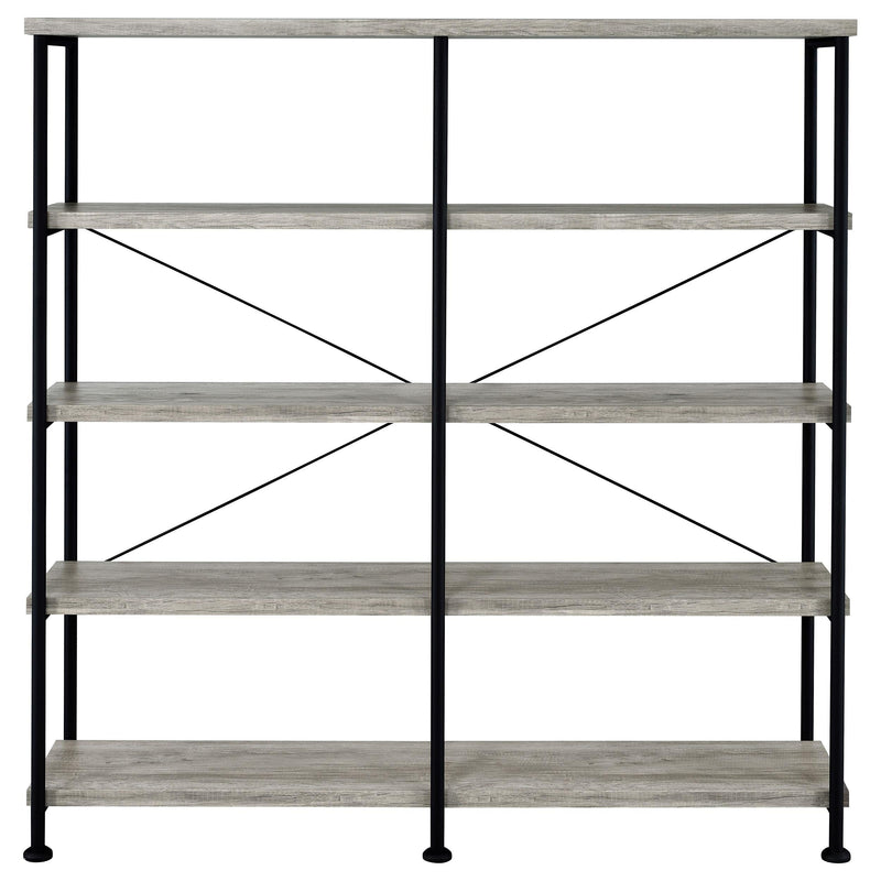 Analiese 63-inch 4-shelf Double Bookshelf Grey Driftwood - 801544