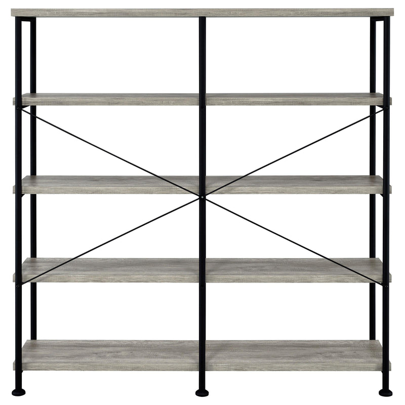 Analiese 63-inch 4-shelf Double Bookshelf Grey Driftwood - 801544
