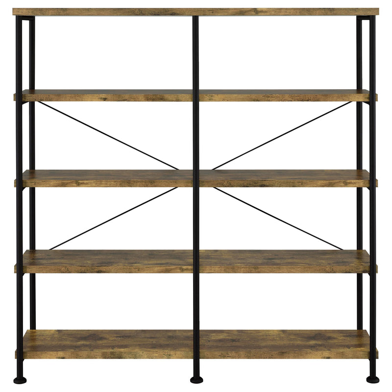 Analiese 63-inch 4-shelf Double Bookshelf Rustic Nutmeg - 801543