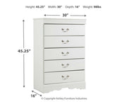 Anarasia Full Sleigh Bed with Mirrored Dresser and Chest in White - PKG002586