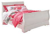 Anarasia Full Sleigh Bed with Mirrored Dresser, Chest and 2 Nightstands in White from Ashley - Lara Furniture