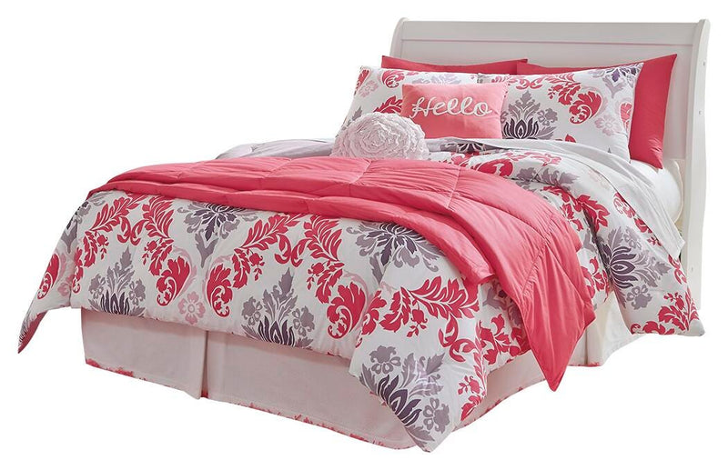 Anarasia Full Sleigh Headboard, Dresser, Mirror and Chest in White - PKG002574