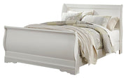 Anarasia Queen Sleigh Bed with Mirrored Dresser and Chest in White - PKG002592