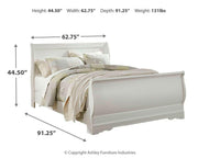 Anarasia Queen Sleigh Bed with Mirrored Dresser and Chest in White - PKG002592