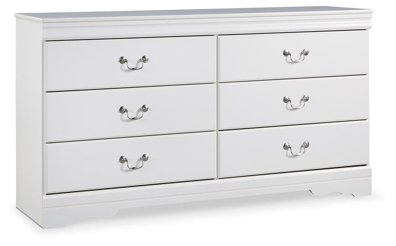 Anarasia Queen Sleigh Headboard and Dresser in White - PKG002559