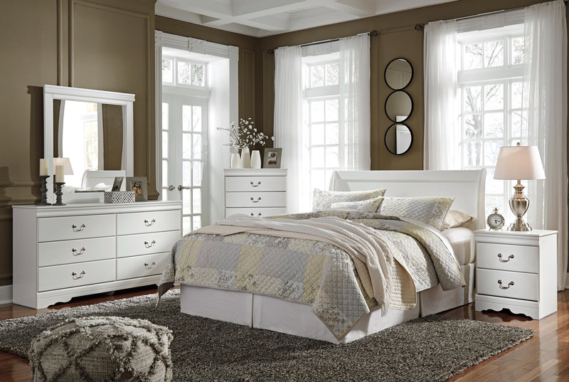 Anarasia Queen Sleigh Headboard and Dresser in White - PKG002559