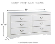 Anarasia Queen Sleigh Headboard and Dresser in White - PKG002559