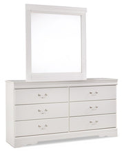 Anarasia Queen Sleigh Headboard, Dresser, Mirror and Chest in White - PKG002562