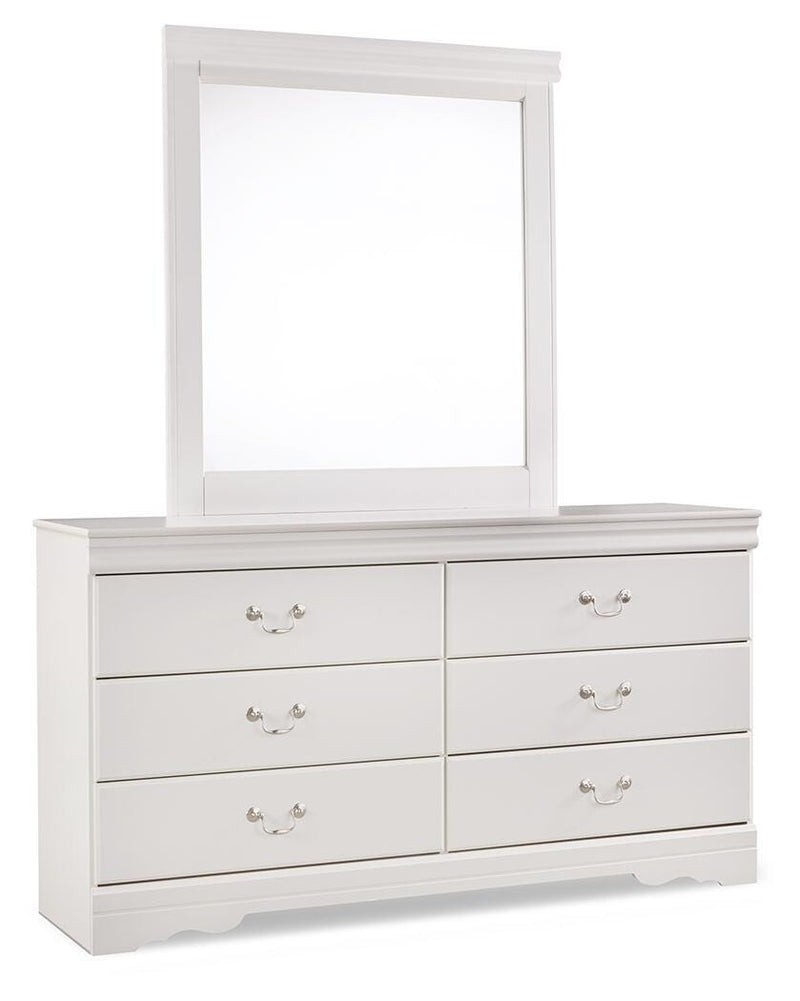 Anarasia Queen Sleigh Headboard, Dresser, Mirror and Chest in White - PKG002562