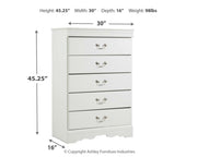Anarasia Twin Sleigh Bed with Mirrored Dresser and Chest in White from Ashley - Lara Furniture