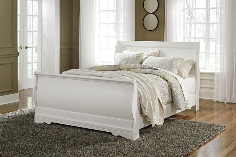 Anarasia White Queen Sleigh Bed - Lara FurnitureQueen Bed