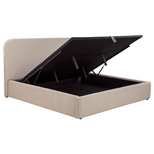 Anders Upholstered Eastern King Storage Lift Platform Bed Beige - 306037BEIKE
