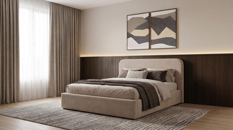 Anders Upholstered Full Storage Lift Platform Bed Beige - 306037BEIF