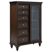 Andover 6-drawer Tempered Glass Door Chest Dark Oak - 223637