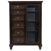 Andover 6-drawer Tempered Glass Door Chest Dark Oak - 223637
