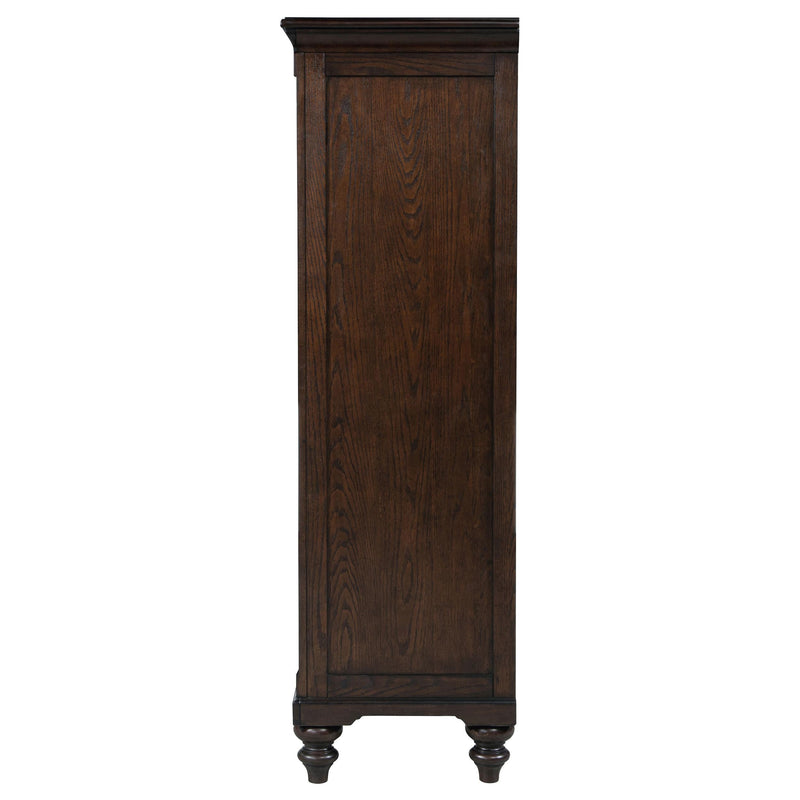Andover 6-drawer Tempered Glass Door Chest Dark Oak - 223637