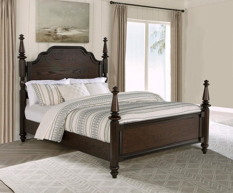 Andover 63-inch Four Poster California King Bed Dark Oak - 223631KW