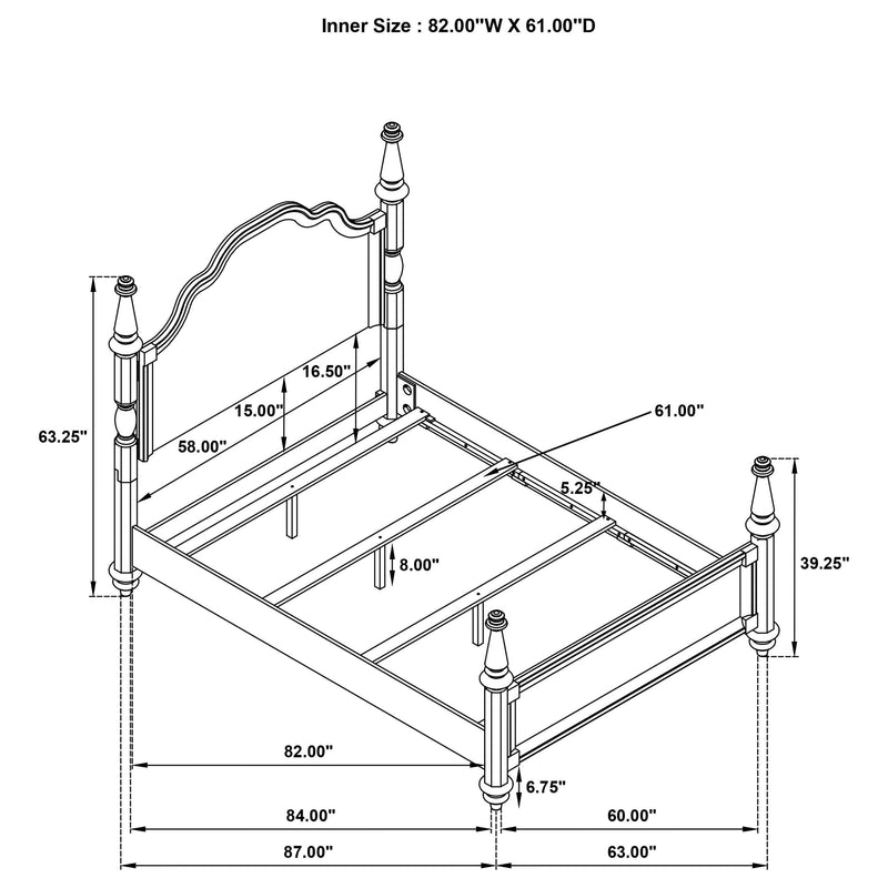 Andover 63-inch Four Poster Queen Bed Dark Oak - 223631Q
