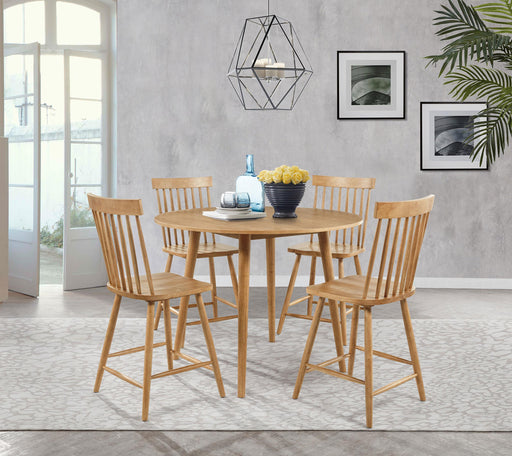 Andrews 5-piece Round Counter Height Dining Set Light Ash - 122508-S5