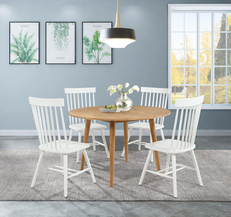 Andrews 5-piece Round Dining Table Set Light Ash and White - 122500-S5W