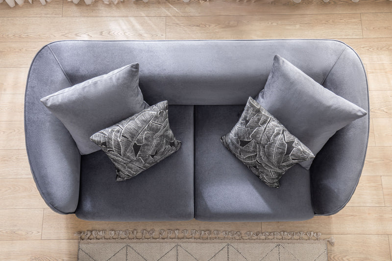 Angela Gray Velvet Sofa 91" & Loveseat 71" - Lara FurnitureLiving Room Set