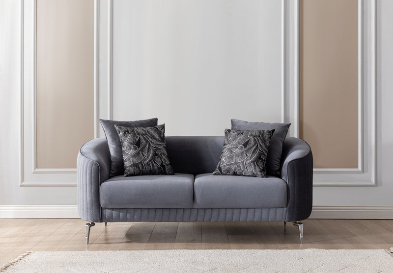 Angela Gray Velvet Sofa 91" & Loveseat 71" - Lara FurnitureLiving Room Set