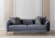 Angela Gray Velvet Sofa 91" & Loveseat 71" - Lara FurnitureLiving Room Set