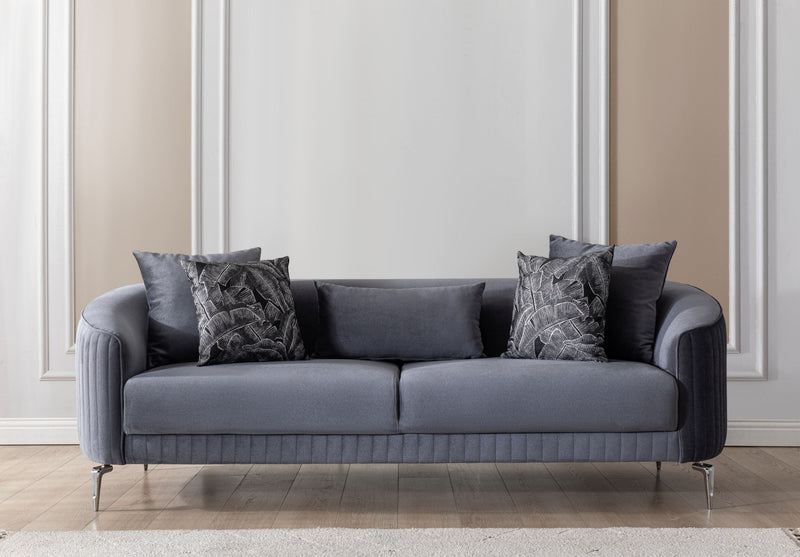 Angela Gray Velvet Sofa 91" & Loveseat 71" - Lara FurnitureLiving Room Set