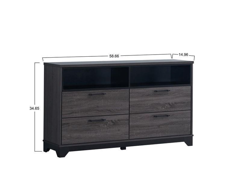 Angelina - Gray 4 Drawers Dresser - B374-D