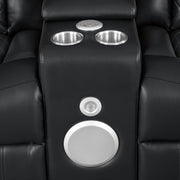 Annabella - Black Power Recliner Loveseat with Power Headrest, Storage Console, Bluetooth Speaker, Subwoofer Storage Armrest, Tube LED, USB TYPE C, Zero Gravity - L690-L