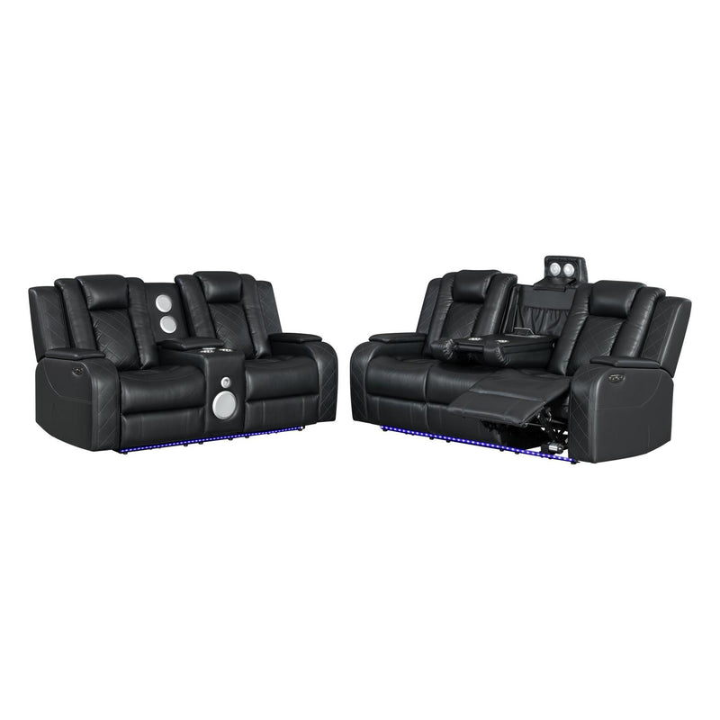 Annabella - Black Power Reclining with Power Headrest, DDT, Storage Console, Bluetooth Speaker, Subwoofer, Power Source, Wireless Charger, Reading Light, Tube LED, USB Charger, Storage Armrest, Cup Holder, USB TYPE C, Zero Gravity - L690-SL