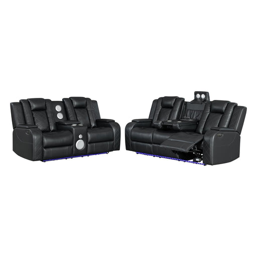 Annabella - Black Power Reclining with Power Headrest, DDT, Storage Console, Bluetooth Speaker, Subwoofer, Power Source, Wireless Charger, Reading Light, Tube LED, USB Charger, Storage Armrest, Cup Holder, USB TYPE C, Zero Gravity - L690-SL
