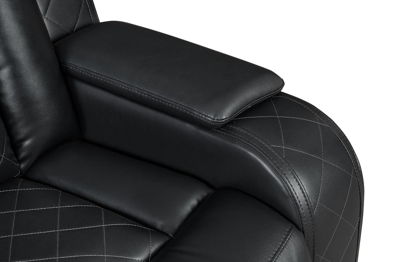 Annabella - Black Power Reclining with with Power Headrest, DDT, Storage Console, Bluetooth Speaker, Subwoofer, Power Source, Wireless Charger, Reading Light, Tube LED, USB Charger, Storage Armrest, Cup Holder, USB TYPE C, Zero Gravity - L690-SLR