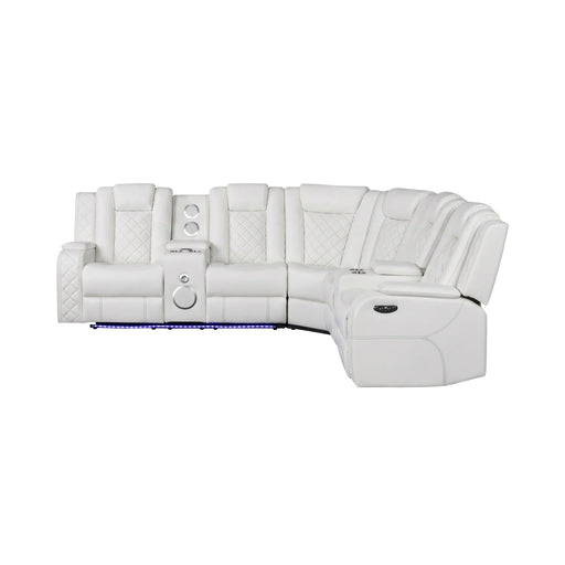 Annabella - ICE Power Recliner Sectional with Power Headrest, Storage Console, Bluetooth Speaker, Subwoofer, Power Source, SS Cup Holder, USB Switch, Storage Armrest and LED - S445-Sectional