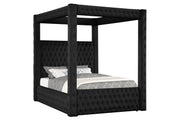 Annabelle Black Velvet Queen Canopy Bed - Lara FurnitureQueen Bed