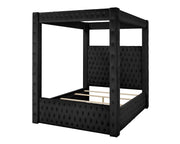 Annabelle Black Velvet Queen Canopy Bed - Lara FurnitureQueen Bed