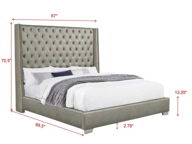 Annah Queen Grey PU Bed - B830-Queen