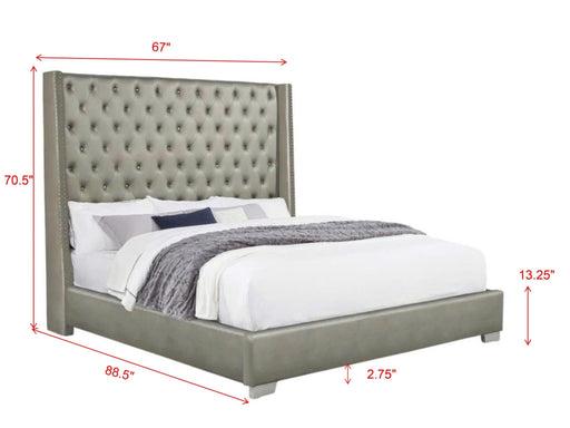 Annah Queen Grey PU Bed - B830-Queen