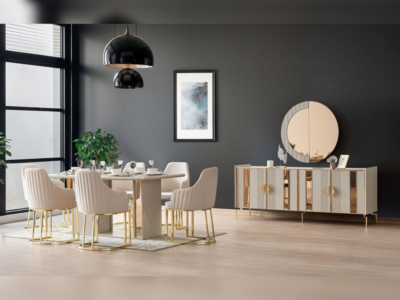 Antik Diningroom (Consol With Mirror & Dining Table & 6 Dining Chair) - 200-ALT-ANT-DT-6-SET