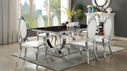 Antoine 7-piece Black Tempered Glass Dining Set Cream White Chairs - 107871-S7