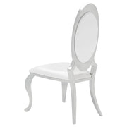 Antoine 7-piece Black Tempered Glass Dining Set Cream White Chairs - 107871-S7