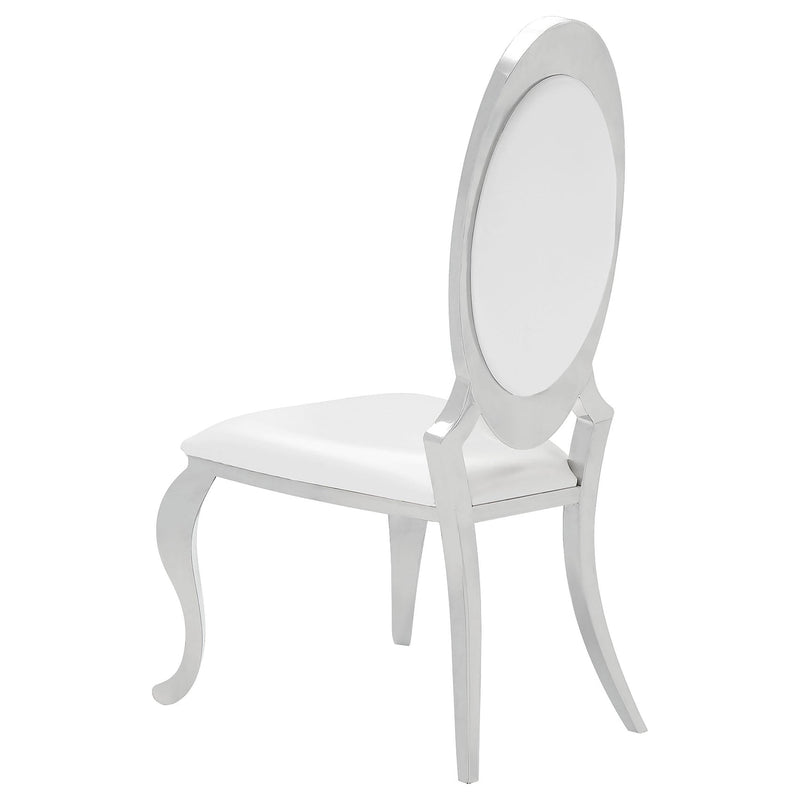 Antoine 7-piece Black Tempered Glass Dining Set Cream White Chairs - 107871-S7