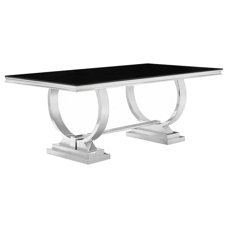 Antoine Rectangular 95-inch Glass Top Dining Table Black - 107871