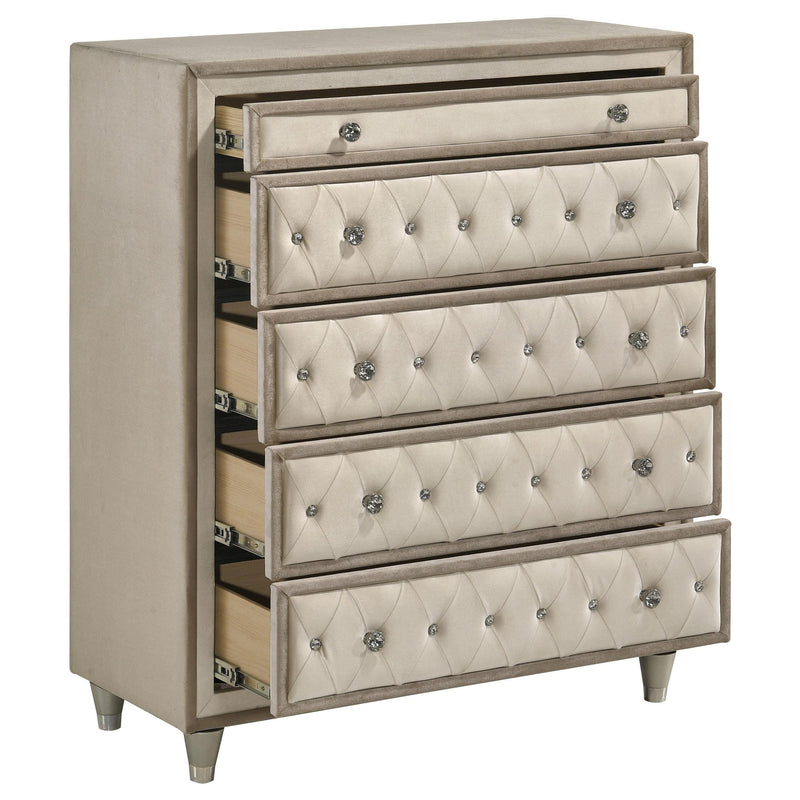Antonella 5-drawer Bedroom Chest Ivory and Camel - 223525