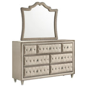 Antonella 7-drawer Upholstered Dresser with Mirror Ivory - 223523M
