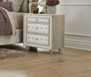 Antonella Upholstered 3-drawer Nightstand Ivory and Camel - 223522