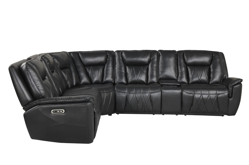 Apex - Black Power Recliner Sectional with Power Headrest, Storage Console, Wireless Charger, Cup Holder, Zero Gravity and USB Charger - S426-Sectional